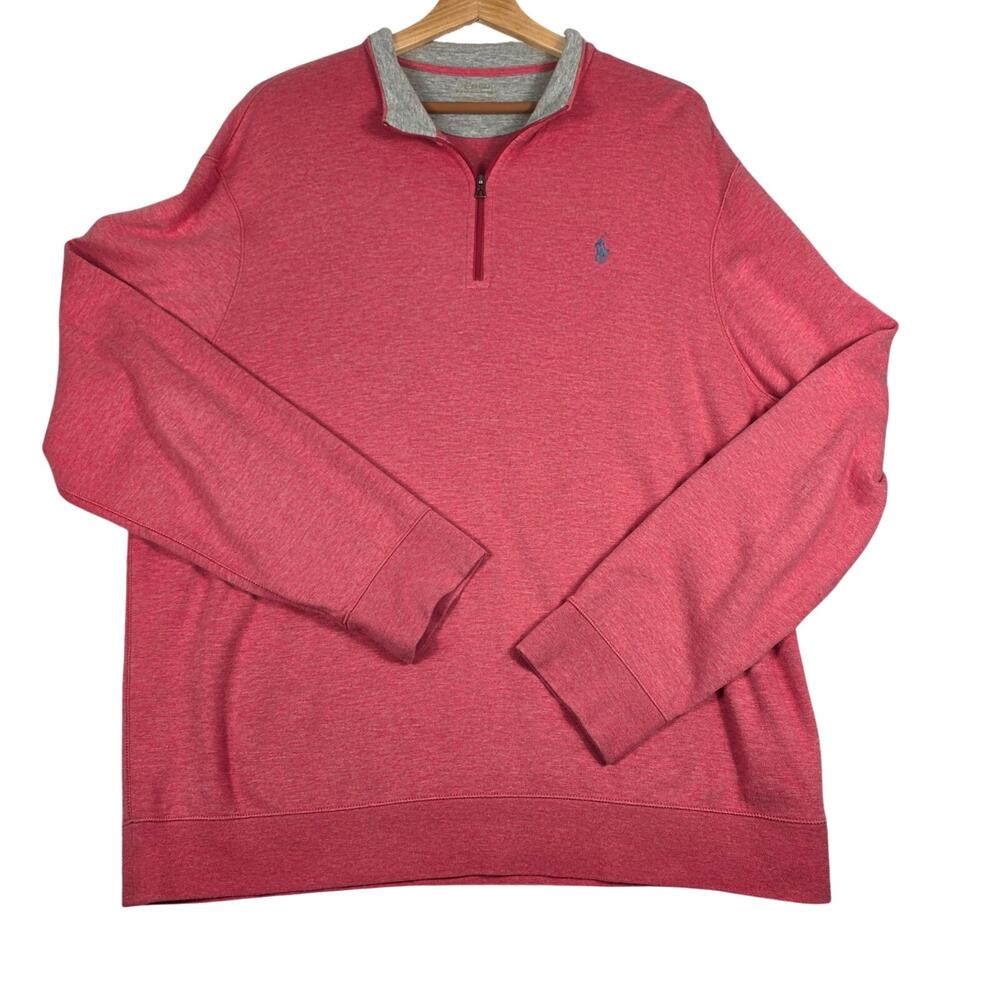 Red Polo Ralph Lauren Quarter Zip Cotton Blend Pullover